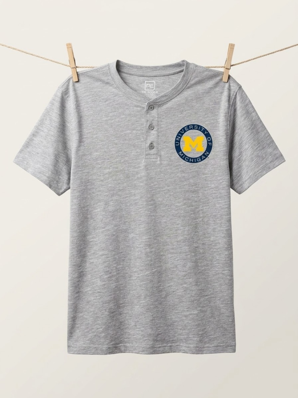 University of Michigan Gray Henley Tee for Women